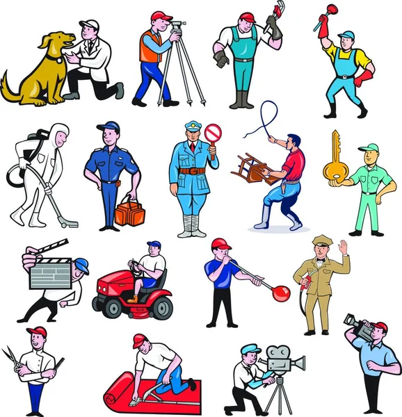 Tradesman Mascot Cartoon Set — Image vectorielle