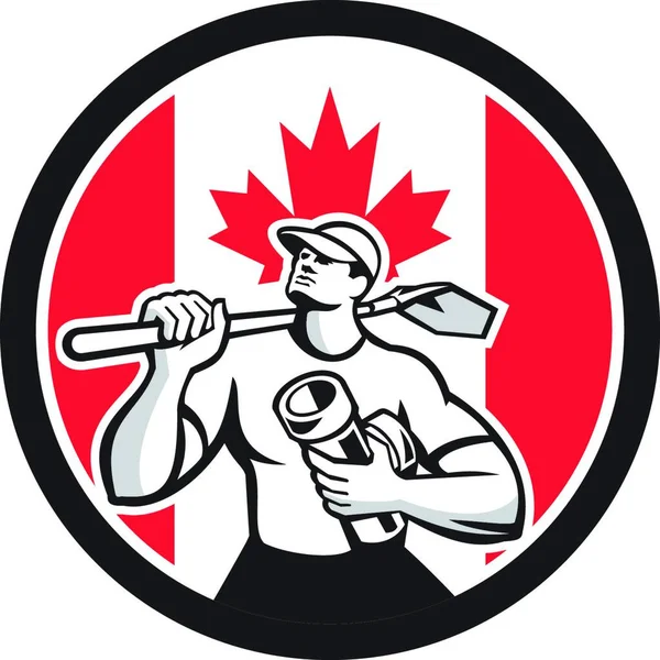 加拿大 Drainlayer 加拿大国旗图标 — 图库矢量图片