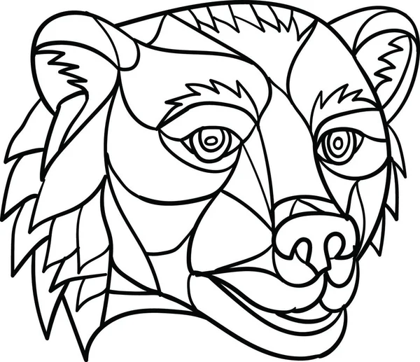 Grizzly Bear Head Mozaik Fekete Fehér — Stock Vector