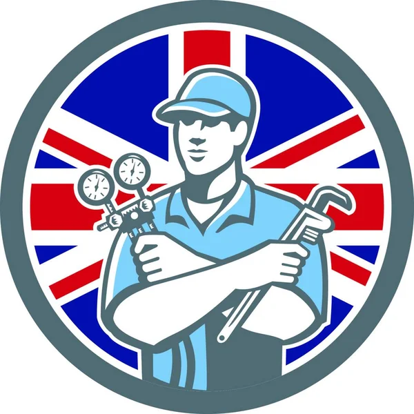 Icono Mecánico Refrigeración Británico — Archivo Imágenes Vectoriales