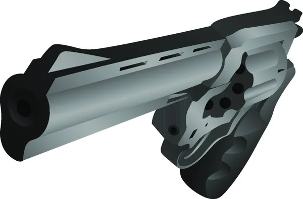 Realistic Grey Revolver Perspective — Archivo Imágenes Vectoriales