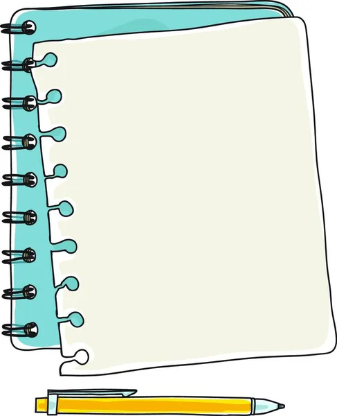 Notebook Note Paper Yellow Pen Handdrawn Vector Art — Archivo Imágenes Vectoriales