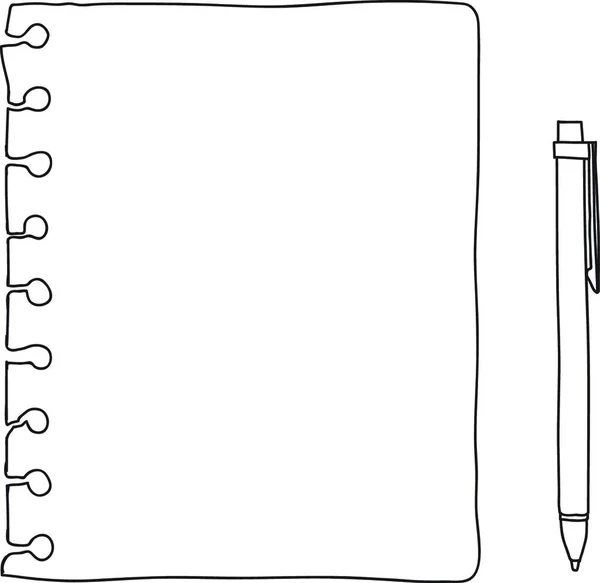 Přebal Zápisník Ručně Kreslené Bílém Pozadí Prázdný Papír Kryt Čára — Stockový vektor