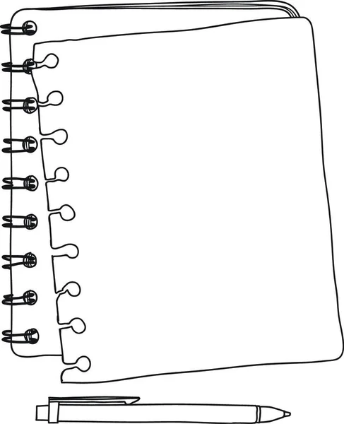 Notebook Note Paper Pen Handdrawn Vector Line Art — Archivo Imágenes Vectoriales