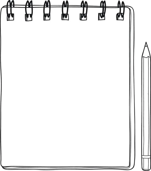 Cuaderno Lápiz Dibujado Mano Lindo Vector Línea Arte Ilustración — Archivo Imágenes Vectoriales