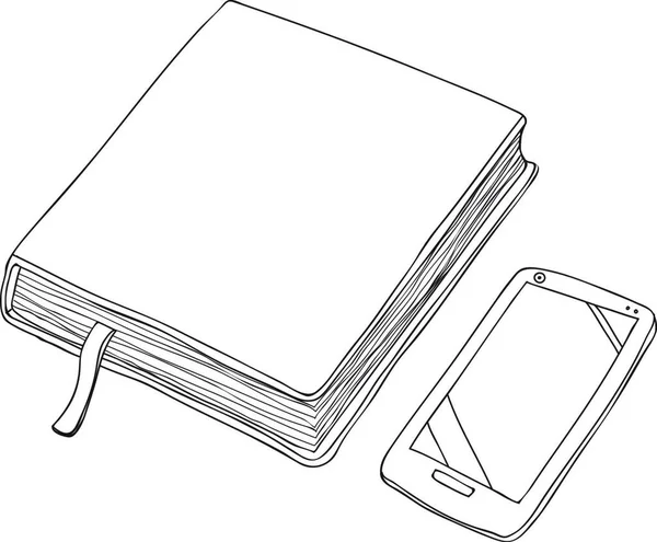 Portátil Smartphone Dibujado Mano Ilustración Arte Línea Vectorial — Archivo Imágenes Vectoriales