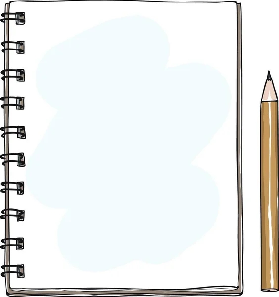 Notebook Blank Paper Brown Pencil Hand Drawn Art Vector — Archivo Imágenes Vectoriales