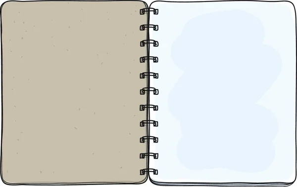 Notebook Hand Getekend Witte Achtergrond Blanco Papier Omslag Kunst — Stockvector