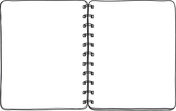 Carnet Dessiné Main Sur Fond Blanc Ligne Couverture Papier Blanc — Image vectorielle