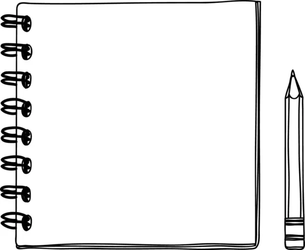Mini Notebook Ručně Kreslenou Tužka Vektorové Linky Umění Ilustrace — Stockový vektor