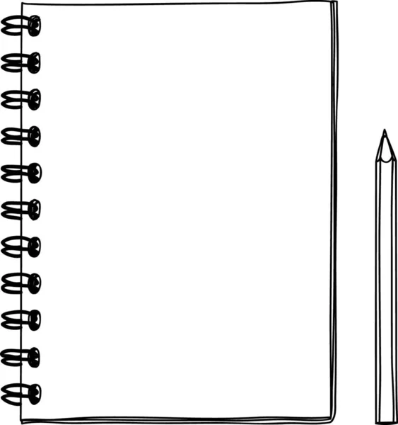 Cuaderno Dibujado Mano Lápiz Vector Línea Arte Ilustración — Archivo Imágenes Vectoriales