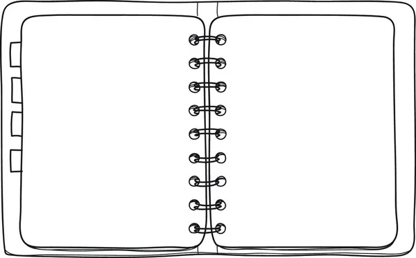 笔记本封皮手绘在白底空白纸上 — 图库矢量图片