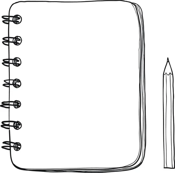Cuaderno Lápiz Dibujado Mano Línea Vectores Corte Ilustración Arte — Archivo Imágenes Vectoriales