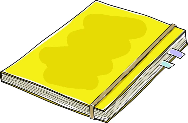 Cuaderno Cuero Amarillo Ilustración Arte Vectorial Dibujado Mano — Archivo Imágenes Vectoriales