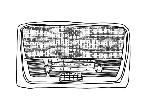 Vektor Vintage Žluté Rádio Ručně Kreslené Čáry Malba — Stockový vektor