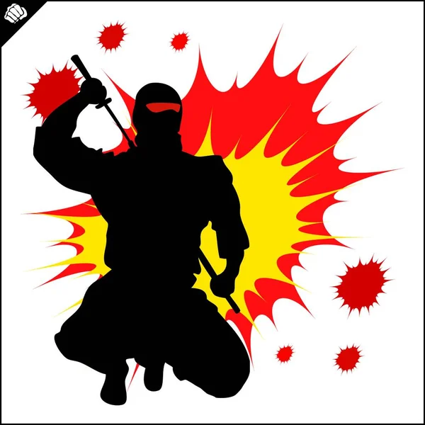 Japón Ninja Guerrero Diseño Símbolo Color Emblema Karate — Vector de stock