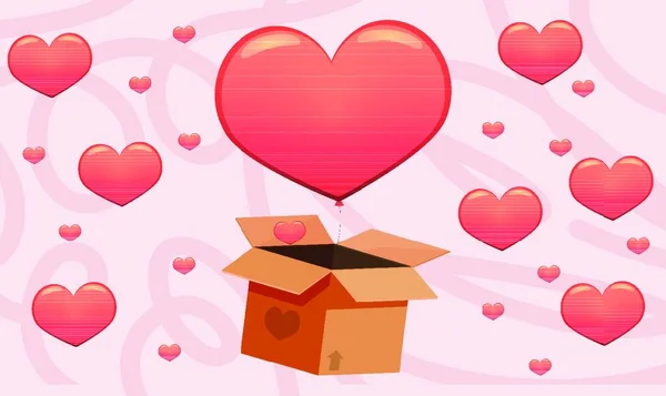 Heart Coming Out Boxes Abstract Background — Wektor stockowy