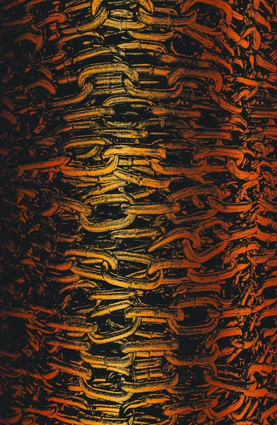 Détresse Vieille Rouille Pelée Texture Vectorielle Rayée Avec Élément Chaîne — Image vectorielle