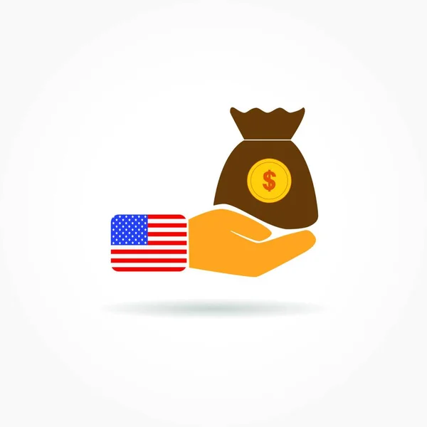 Flat Color Icon Hand Holding Bag Money Dollar — Stock Vector