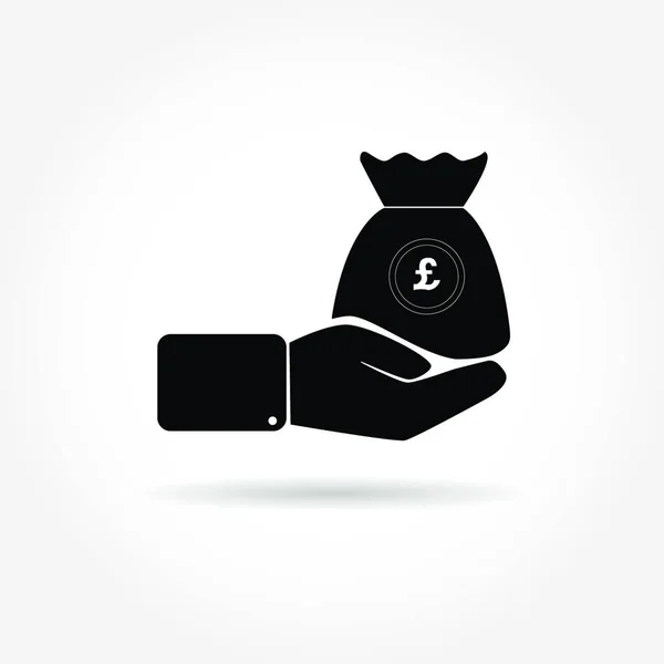 Flat Icon Image Hand Holding Bag Money — Stock Vector