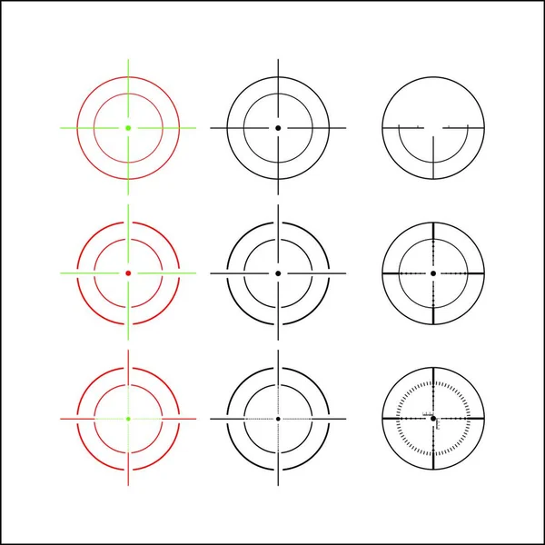 Set Nine Options Marking Optical Rifle — Stock Vector