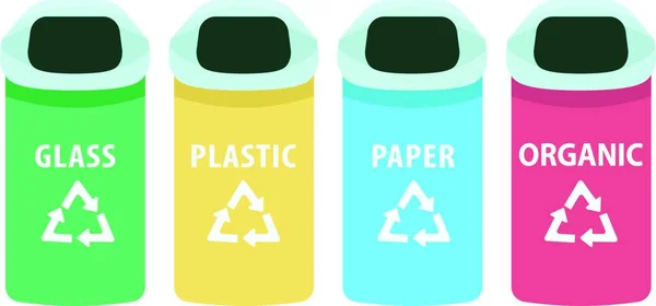 Waste Sorting Flat Color Vector Objects Set — Image vectorielle
