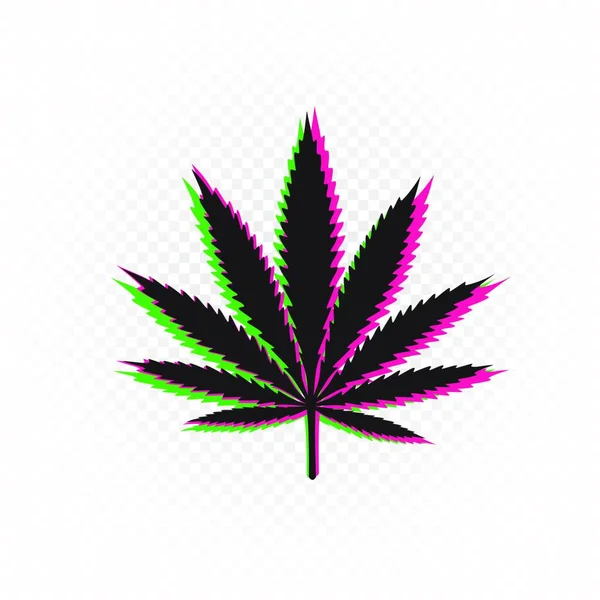 Sinal Droga Cannabis Forma Falha Colorida — Vetor de Stock