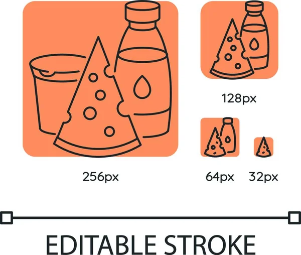 Dairy Orange Linear Icons Set — Stock vektor