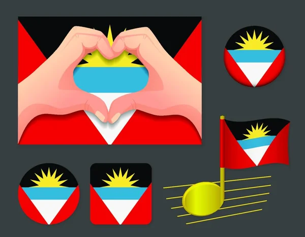 Het Pictogram Van Vlag Van Antigua Barbuda — Stockvector