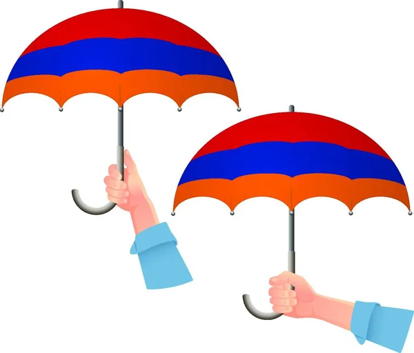 Armenia Flag Umbrellas Hands — Stock Vector