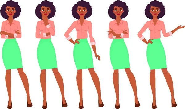 Business Woman Set Διανυσματική Απεικόνιση Απλό Σχέδιο — Διανυσματικό Αρχείο