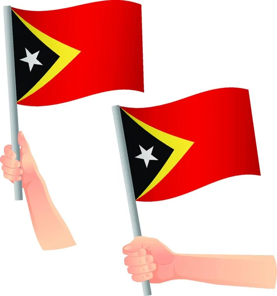 Oost Timor Vlag Hand Pictogram — Stockvector