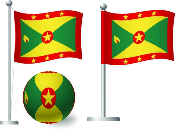 Vlag Van Grenada Pole Ball Icon — Stockvector