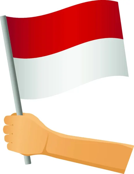 Σημαία Ινδονησίας Στο Χέρι Διανυσματική Απεικόνιση — Διανυσματικό Αρχείο