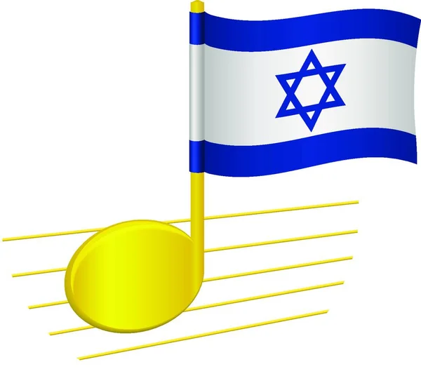 Izraelská Vlajka Hudební Poznámka Vektorové Ilustrace Jednoduchý Design — Stockový vektor