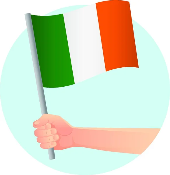 Σημαία Ιρλανδίας Στο Χέρι Διανυσματική Απεικόνιση — Διανυσματικό Αρχείο
