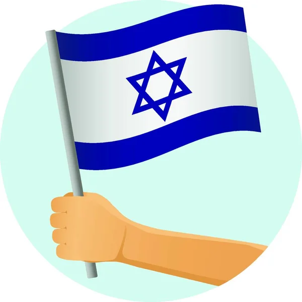 手のベクトル図でイスラエルの旗 — ストックベクタ