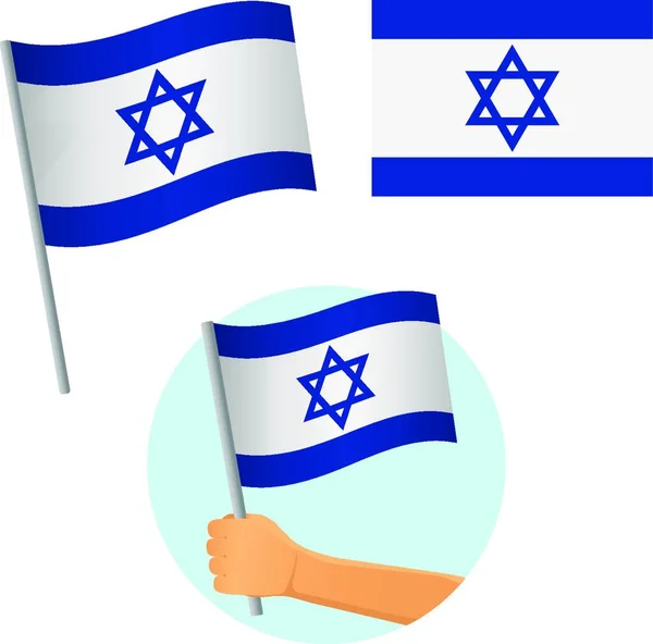 Ilustrasi Vektor Set Bendera Israel - Stok Vektor