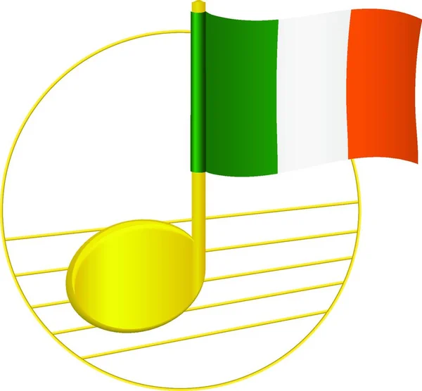 Drapeau Irlande Note Musicale — Image vectorielle