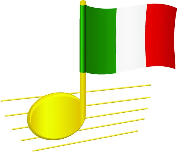 Bandera Italia Nota Musical Vector Ilustración Diseño Simple — Vector de stock