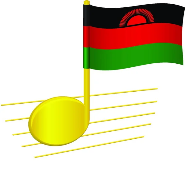 Malawi Flag Musical Note Vector Illustration Simple Design — Stock Vector
