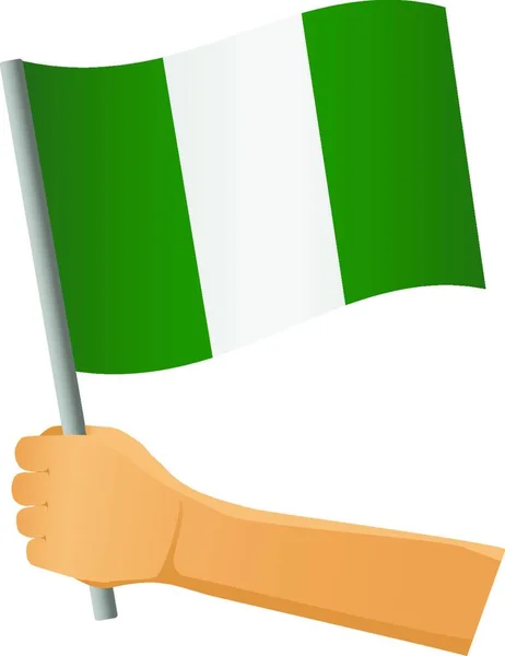 手のベクトル図でナイジェリアの旗 — ストックベクタ