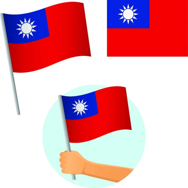 Taiwan Flags Set Vector Illustration Simple Design — Stock Vector