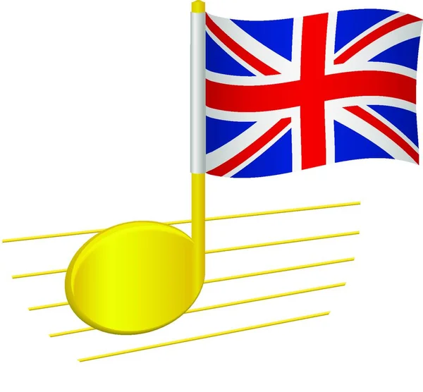United Kingdom Flag Musical Note Vector Illustration Simple Design — Stock Vector