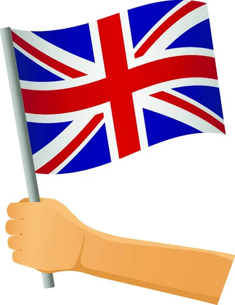 手のベクトルのイラストでイギリス国旗 — ストックベクタ