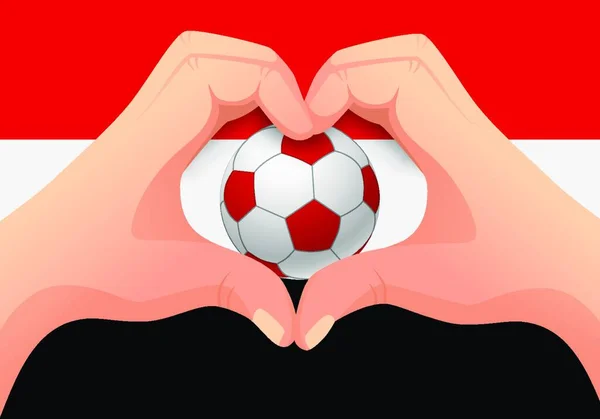 Yemen Fútbol Pelota Mano Corazón Forma — Archivo Imágenes Vectoriales
