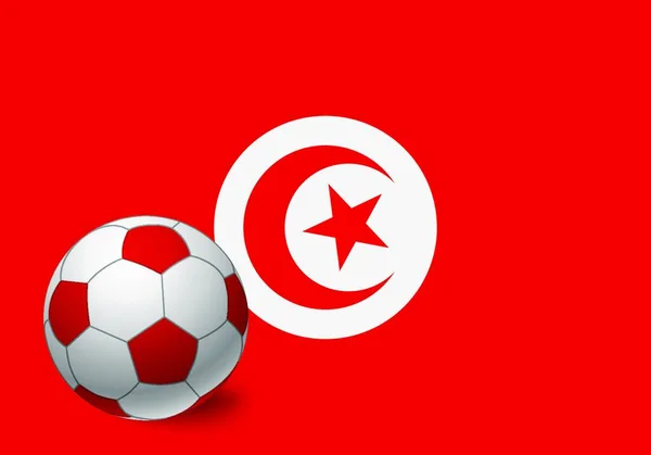 突尼斯国旗和足球 矢量图解简单设计 — 图库矢量图片