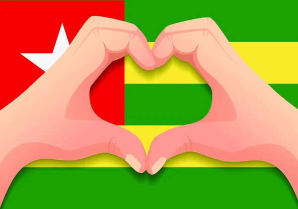Togo Bandeira Forma Coração Mão — Vetor de Stock