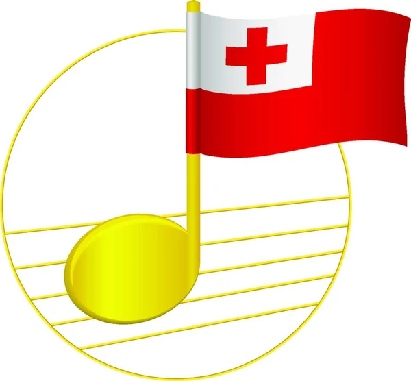 Tonga Flagga Och Noter Vektor Illustration Enkel Design — Stock vektor