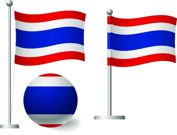 Thailand Vlag Paal Bal Pictogram Vector Illustratie Eenvoudig Ontwerp — Stockvector